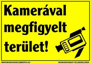Kamerával megfigyelt terület! – tábla vagy matrica A3 A4 A5 méretben
