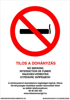 Tilos a dohányzás! – tábla vagy matrica A3 A4 A5 méretben