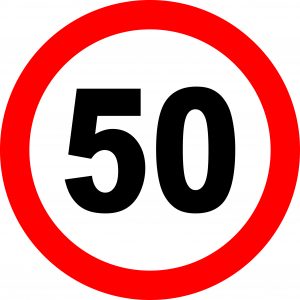 50 km/h – tábla vagy matrica A3 A4 A5 méretben