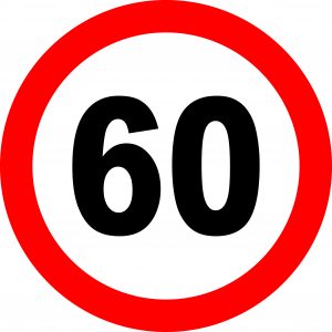 60 km/h – tábla vagy matrica A3 A4 A5 méretben