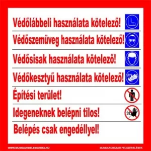 Építési terület 50x50cm – tábla vagy matrica A3 A4 A5 méretben