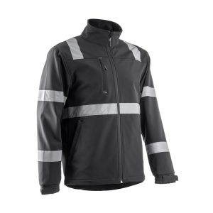 VIGILE FEKETE SOFTSHELL DZSEKI FÉNYVISSZAVERŐ CSÍKKAL – Méret: 3xl