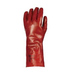 MÁRTOTT PVC KESZTYŰ, PIROS, 36CM HOSSZÚ – Méret: 10