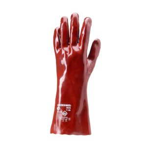 MÁRTOTT PVC KESZTYŰ, BORDÓ, SAV/LÚG/OLAJÁLLÓ, 36CM – Méret: 9
