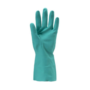 NITRIL, ZÖLD VEGYSZERÁLLÓ KESZTYŰ, 32CM/0,4MM, ÉRDESÍTETT – Méret: 8