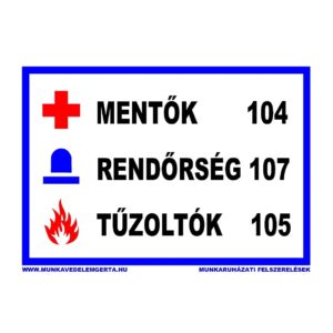 Segélyhívók kék – tábla vagy matrica A3 A4 A5 méretben