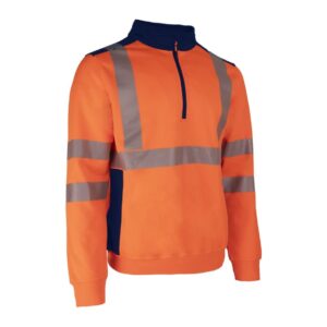 FRISS FLUO NARANCS/SÖTÉTKÉK PULÓVER – Méret: 3xl