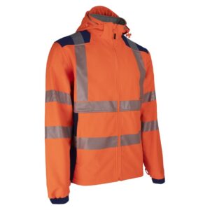 NEBULO FLUO NARANCS/SÖTÉTKÉK SOFTSHELL KABÁT – Méret: 4xl