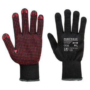 Nylon PVC pontozott kesztyű – Szín: Fekete, Méret: Xxs