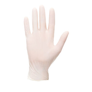 Púderezett latex egyszer használatos kesztyű (100db) – Méret: M