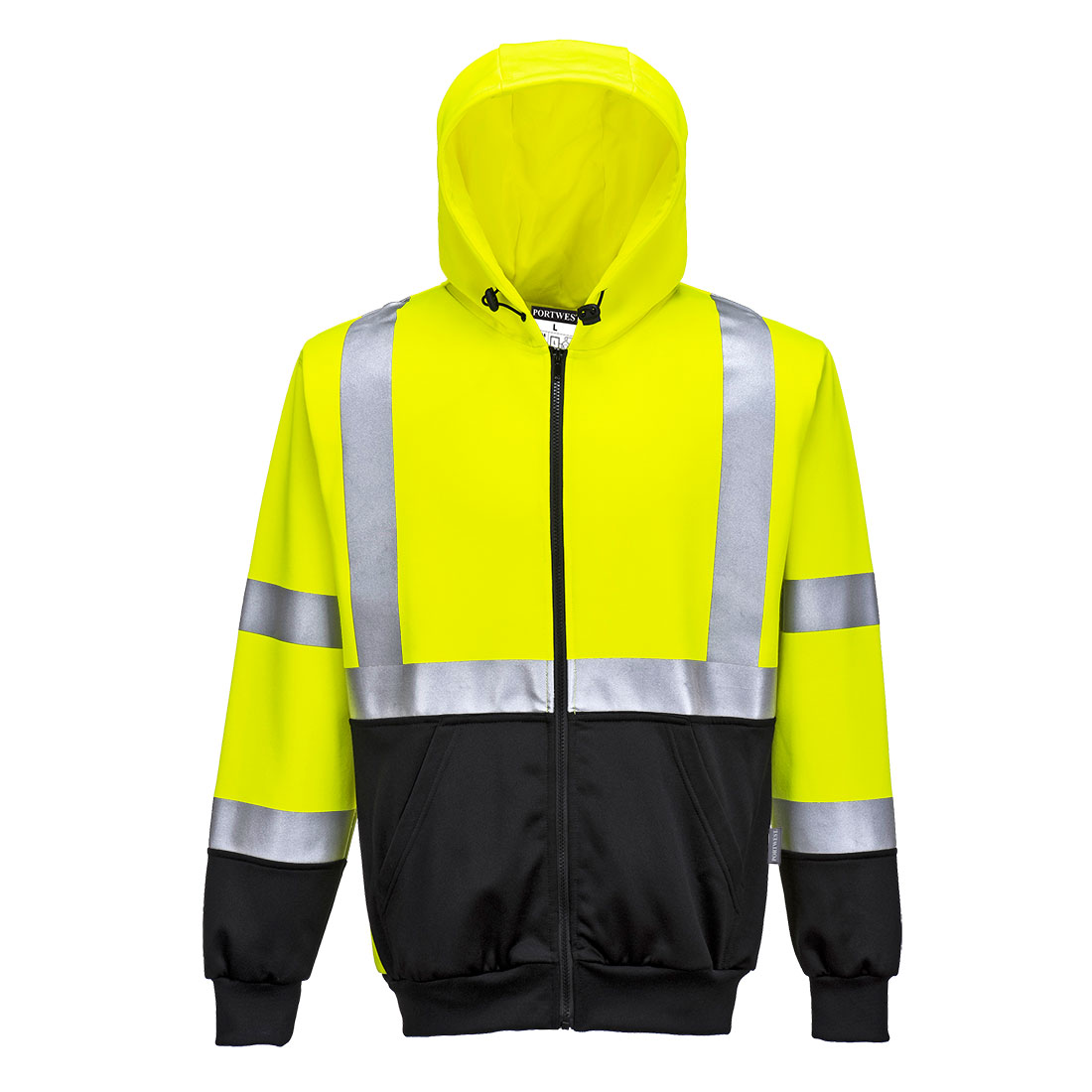 Hi-Vis kéttónusú kapucnis pulóver – Szín: Sarga-fekete, Méret: Xxxl