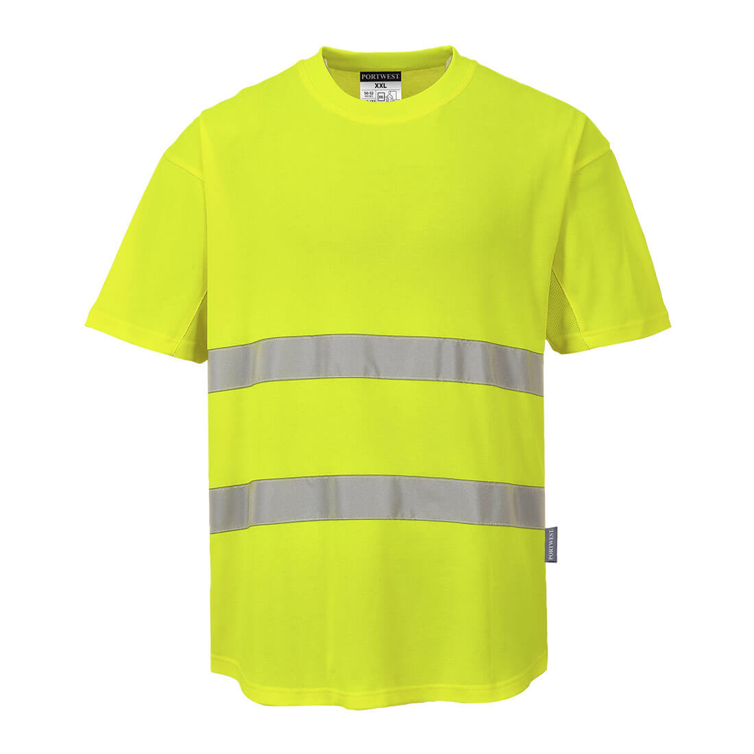 Hi-Vis pamut póló pamut hálós betétes póló S/S – Szín: Sarga, Méret: Xxxl