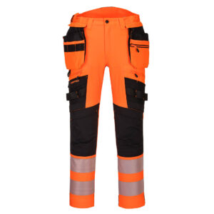 DX4 Hi-Vis nadrág lezippzározható lengőzsebbel – Szín: Narancs-fekete, Méret: 48