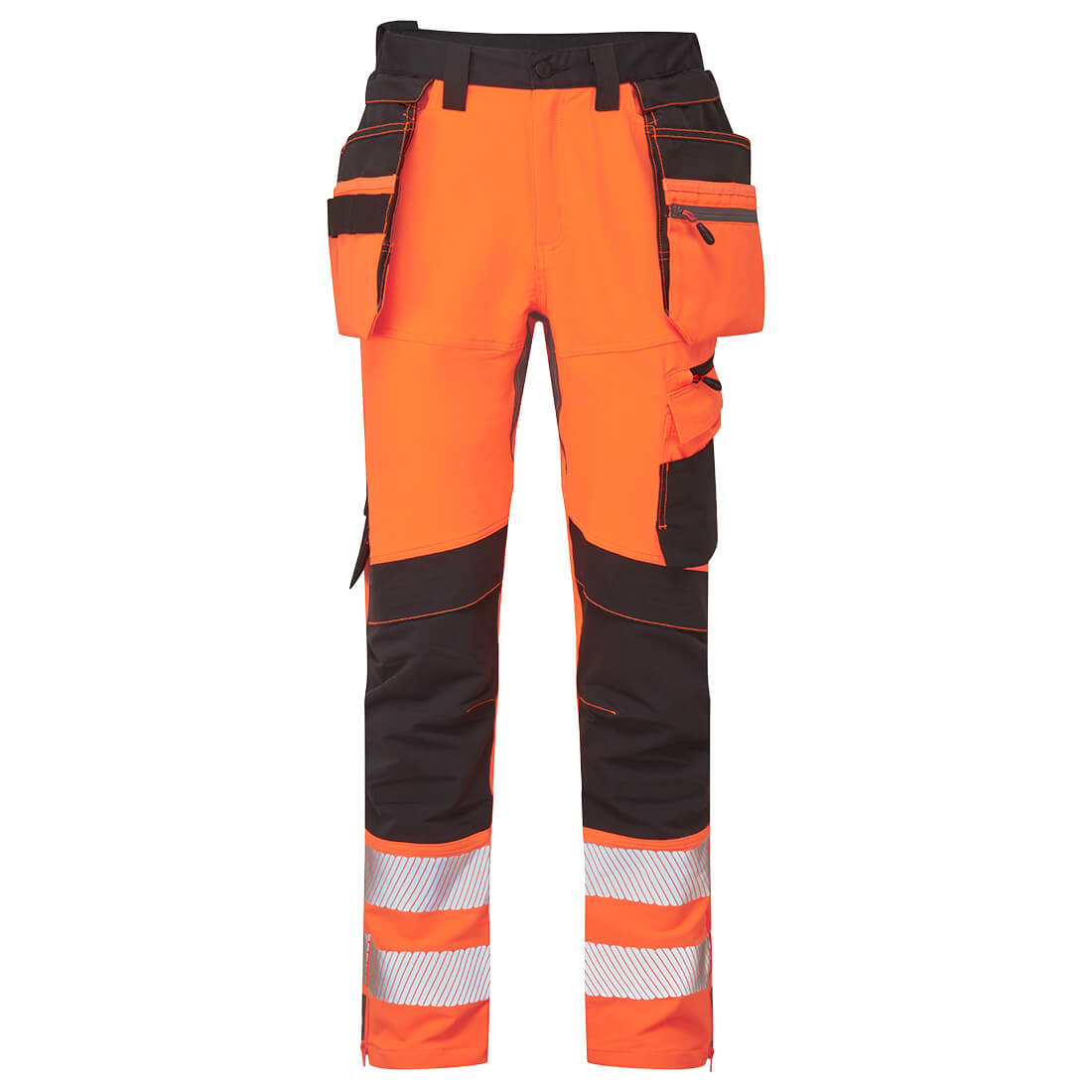 DX4 Hi-Vis nadrág lezippzározható lengőzsebbel – Szín: Narancs-fekete, Méret: 48