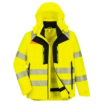 DX4 Hi-Vis 4 az 1-ben kabát – Szín: Sarga-fekete, Méret: Xxxl