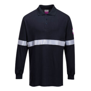 Lángálló, antisztatikus hosszú ujjú pólóing, fényvisszaverő csíkkal – Szín: Navy, Méret: Xxxl