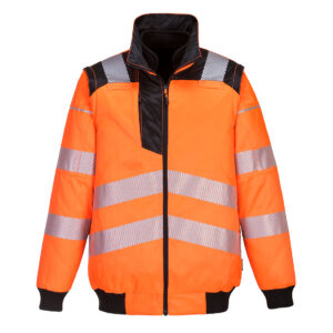 PW3 Hi-Vis 3-in-1 Pilota kabát – Szín: Narancs-fekete, Méret: Xxxl