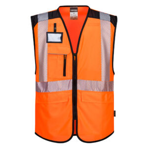 PW3 Hi-Vis Executive mellény – Szín: Narancs-fekete, Méret: Xxxl