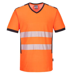 PW3 Hi-Vis V-nyakú póló – Szín: Narancs-fekete, Méret: Xxxl