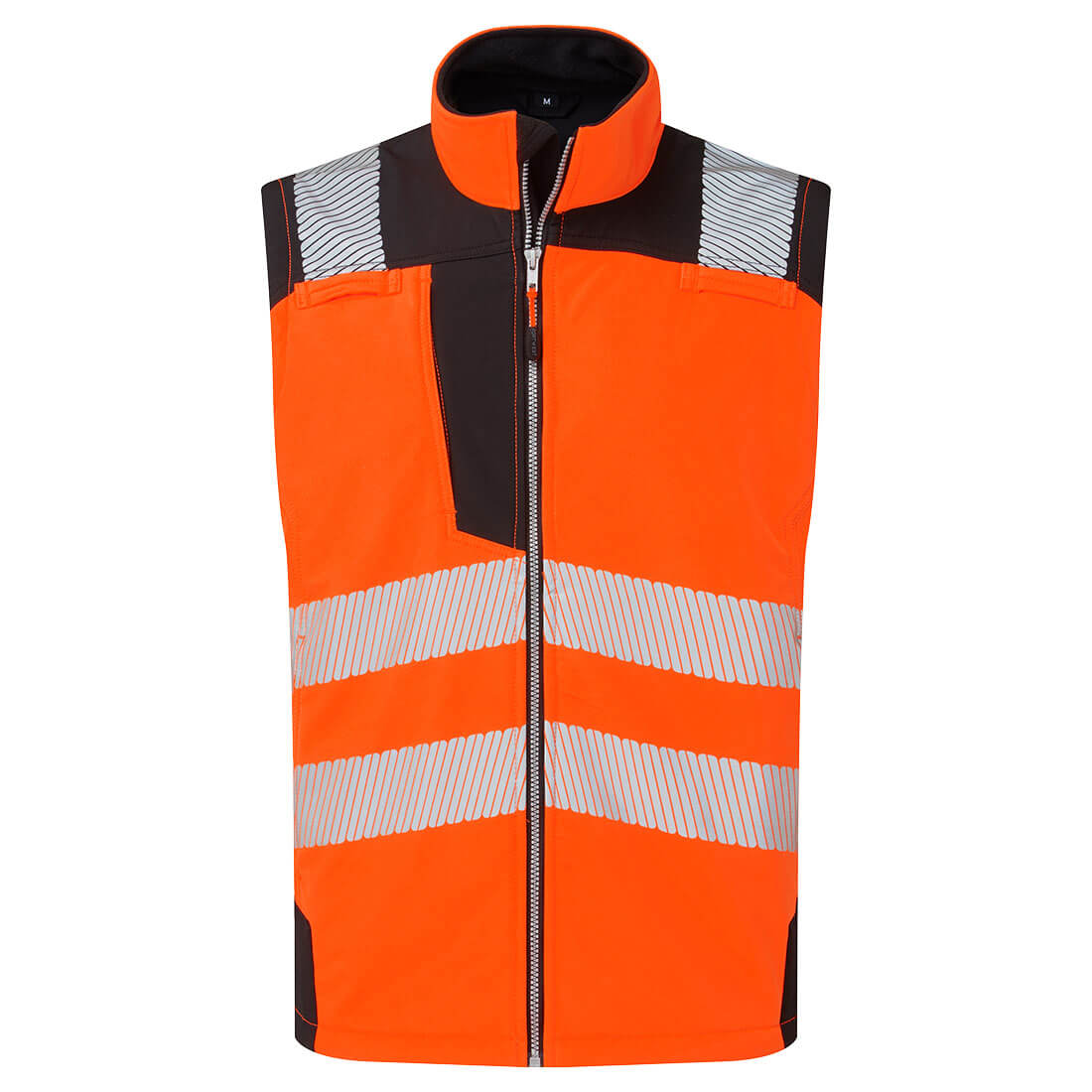 Jól láthatósági Softshell dzseki (3L) – Szín: Narancs-fekete, Méret: Xxxl