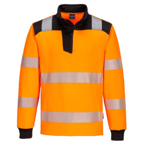PW3 Hi-Vis 1/4 Zippzáras hosszú ujjú póló – Szín: Narancs-fekete, Méret: Xxxl