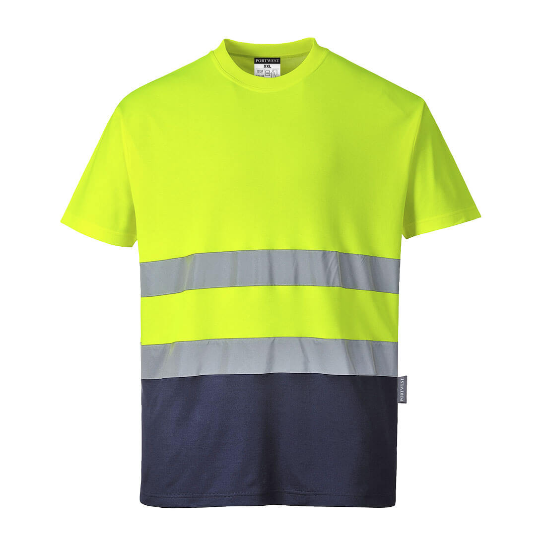 Kéttónusú Cotton Comfort póló – Szín: Sarga-navy, Méret: Xxxl