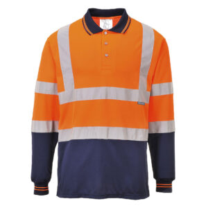 Kéttónusú hosszú ujjú pólóing – Szín: Narancs-navy, Méret: Xxxl