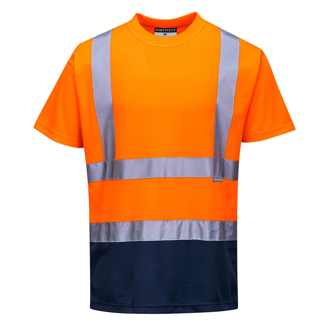 Kéttónusú póló – Szín: Narancs-navy, Méret: Xxxl