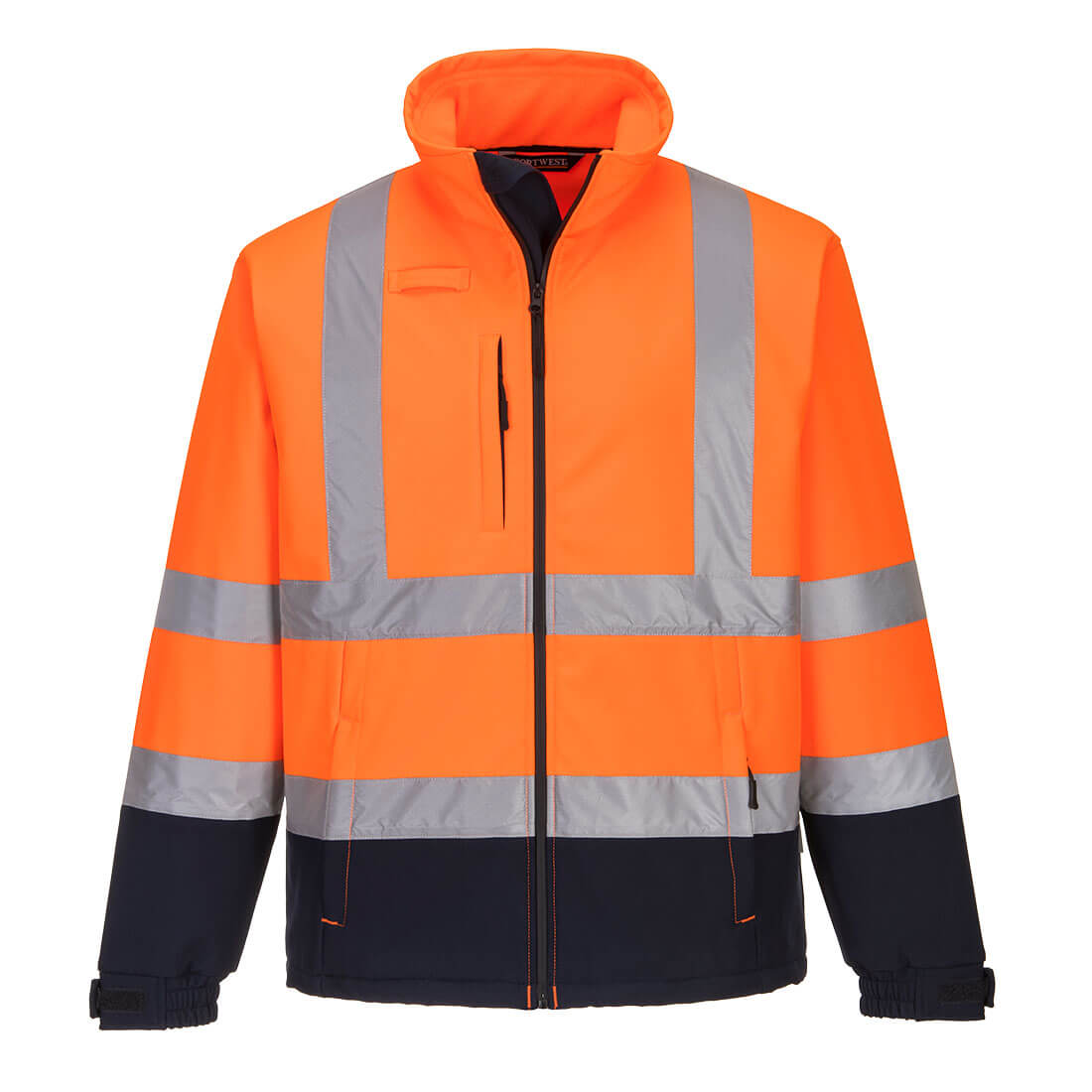 Láthatósági kontraszt Softshell (3L) – Szín: Narancs-navy, Méret: Xxxl