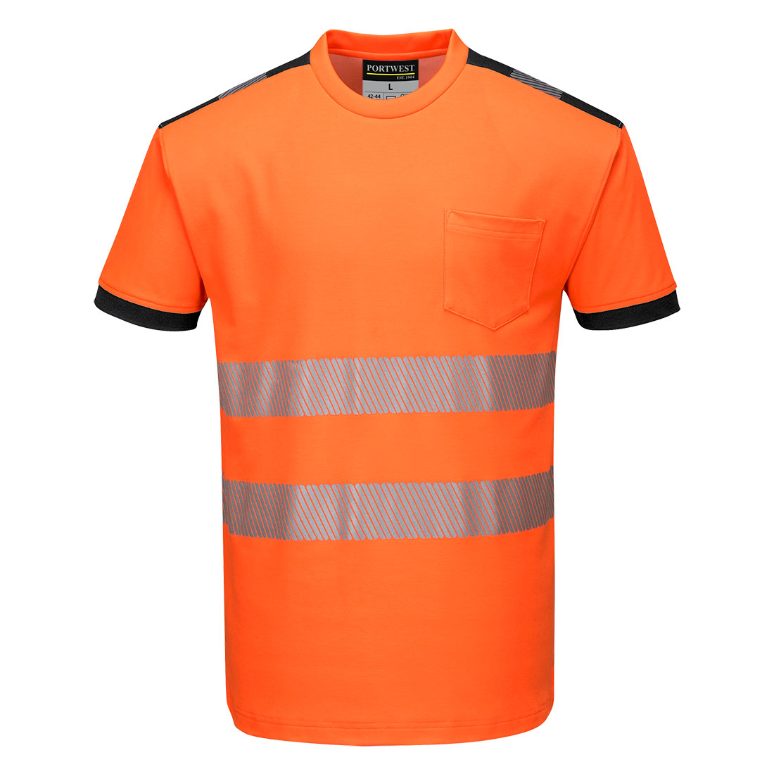 PW3 Hi-Vis póló S/S – Szín: Narancs-fekete, Méret: Xxxl
