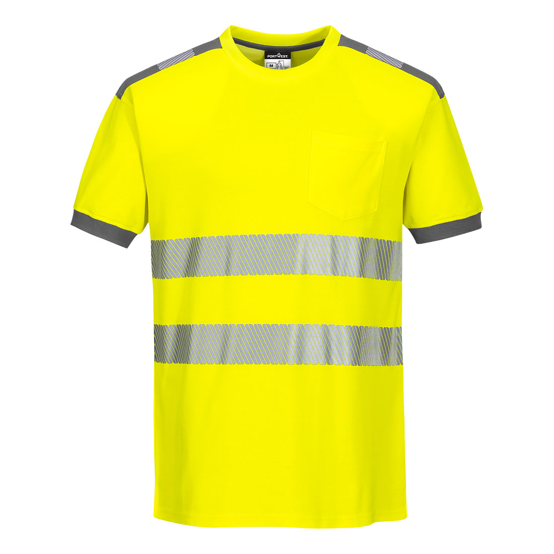 PW3 Hi-Vis póló S/S – Szín: Sarga-szurke, Méret: Xxxl