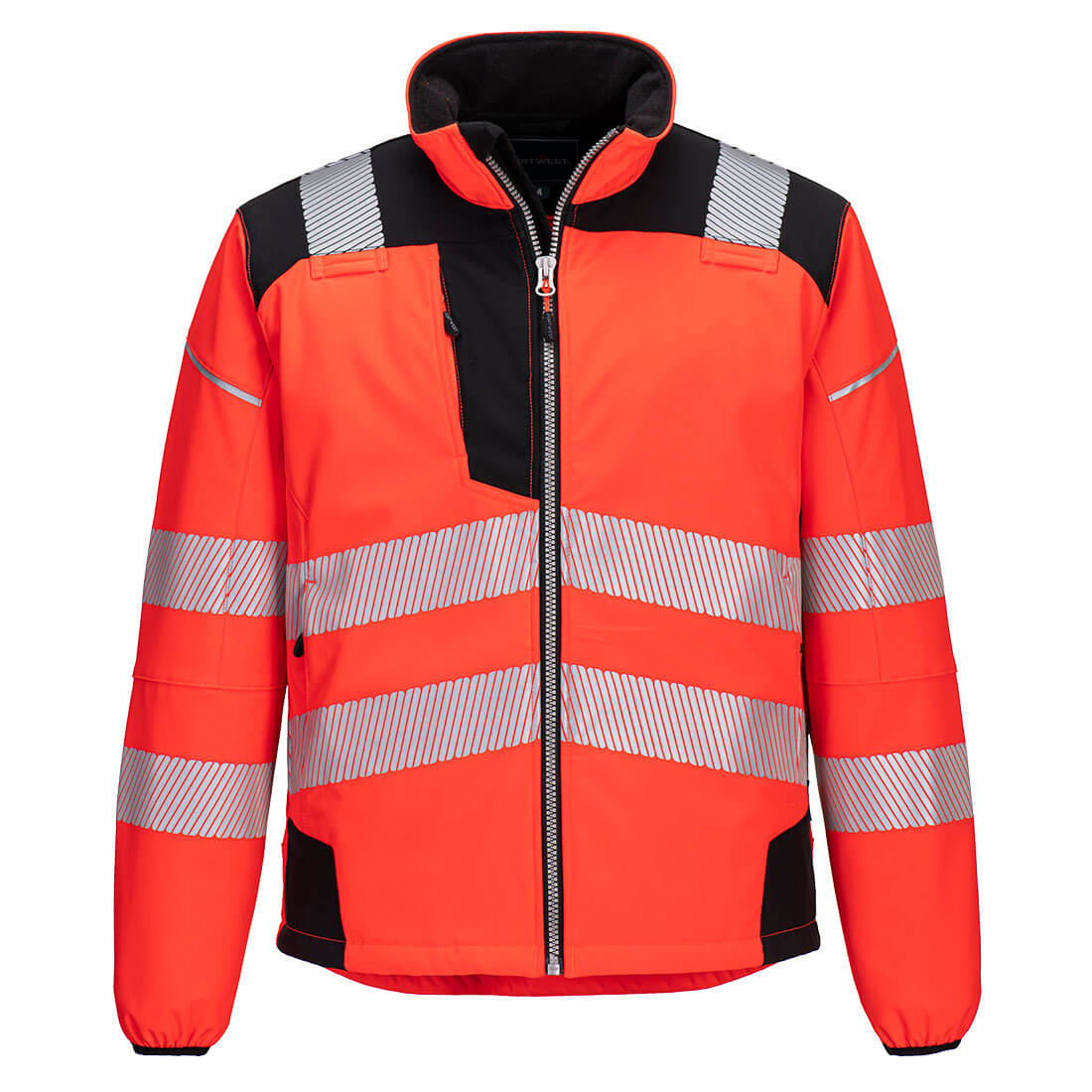 PW3 Hi-Vis Softshell kabát – Szín: Piros-fekete, Méret: Xxxl